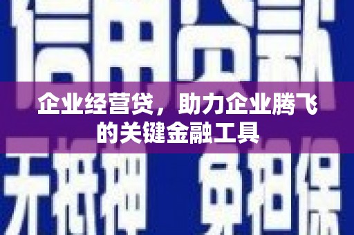 新庄企业经营贷，助力企业腾飞的关键金融工具