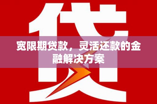 新庄宽限期贷款，灵活还款的金融解决方案