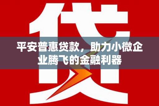 新庄平安普惠贷款，助力小微企业腾飞的金融利器