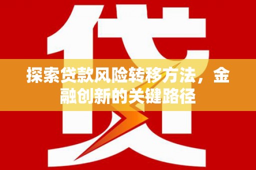 新庄探索贷款风险转移方法，金融创新的关键路径
